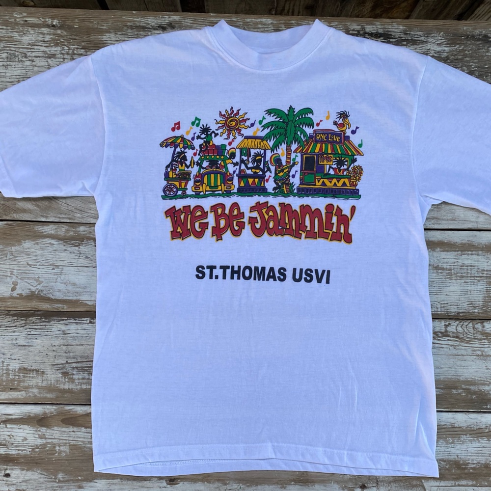 Vintage We be Jammin T-shirt, one love, St.Thomas USVI, reggae, rasta, Medium